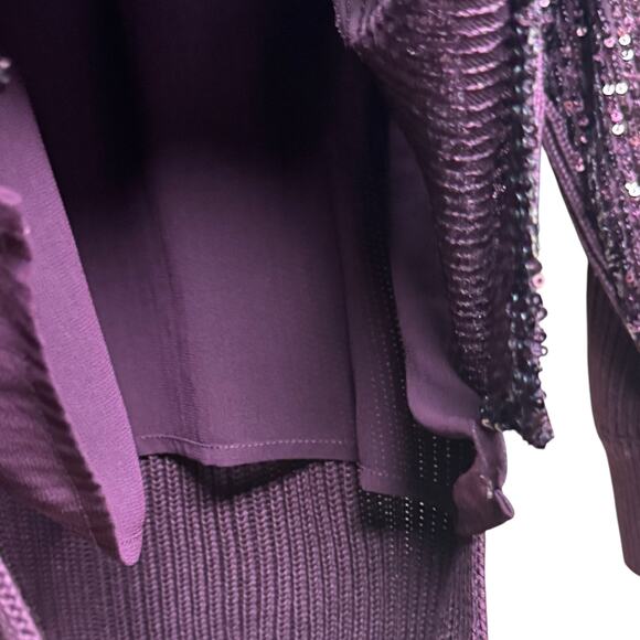 Calvin Klein Sequin Front Crew Neck Long Sleeve Sweater in Port Size Medium - Picture 8 of 9